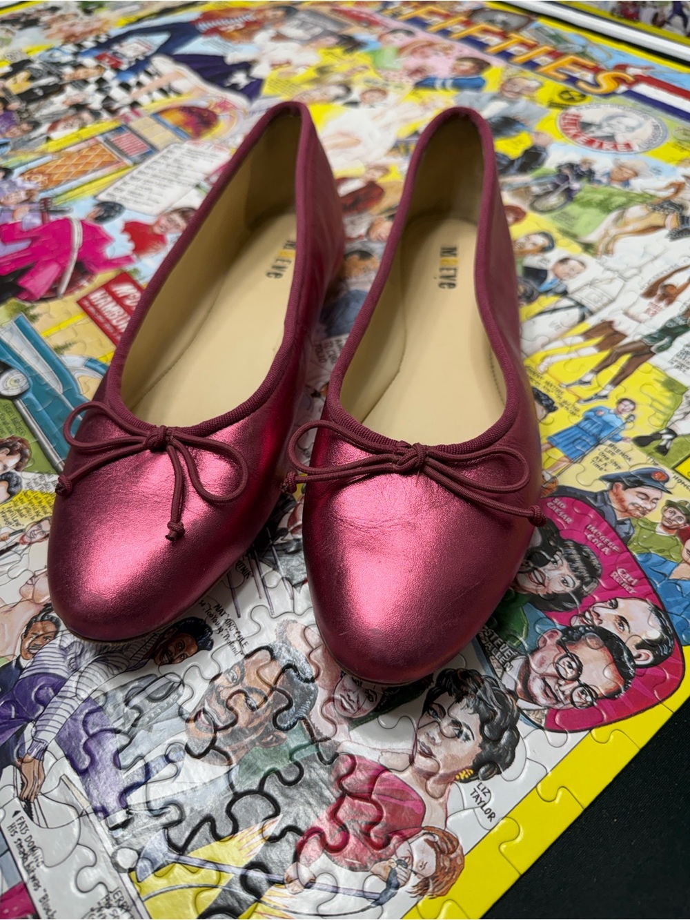 Maeve Metallic Pink Ballet Flats with Bow